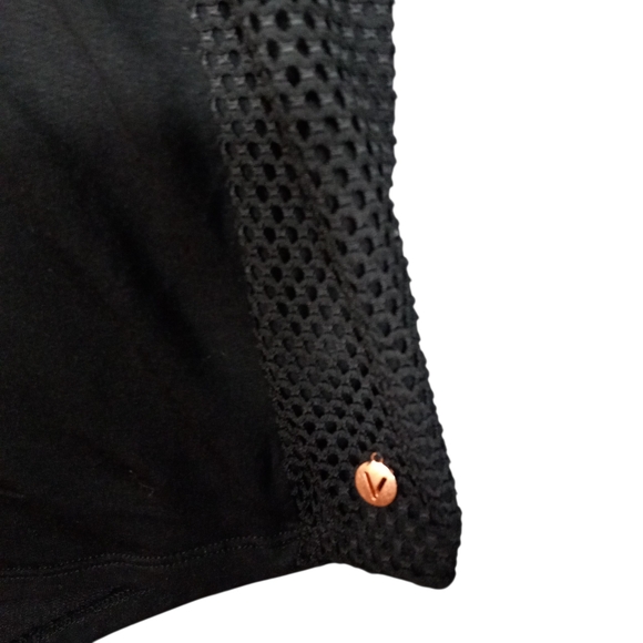 NWT LIVI black lightweight hooded dress with mesh accents 26in pit to pit. - Picture 9 of 11